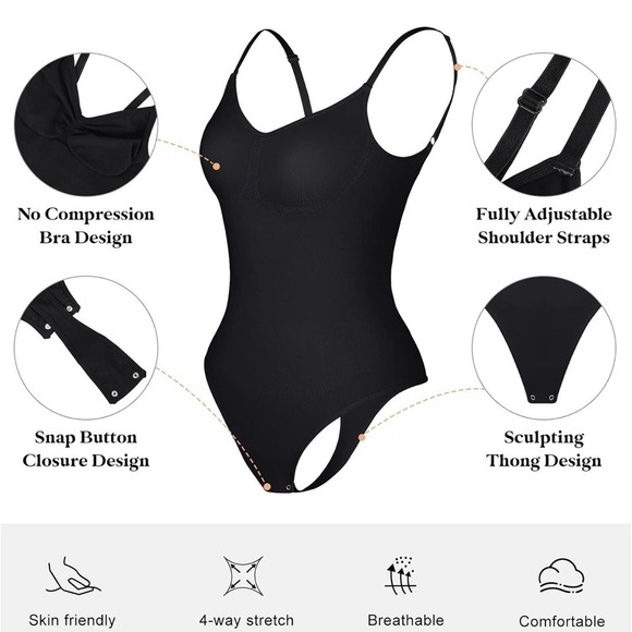 NWT Popilush Shapewear Bodysuit Tummy Control Seamless Backless Body Shaper M/L - Picture 3 of 6